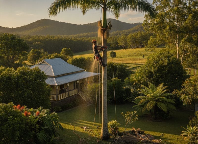 Palm Tree Removal performed by Brisbane West Arborist in the Brisbane West